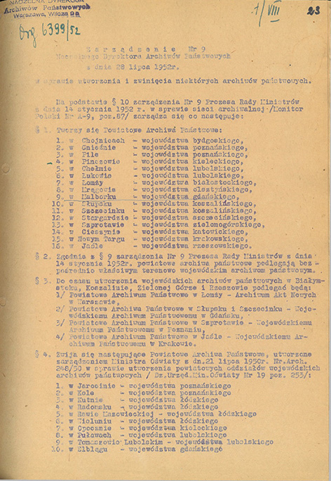 Zarządzenie nr 9 z 1952 r.